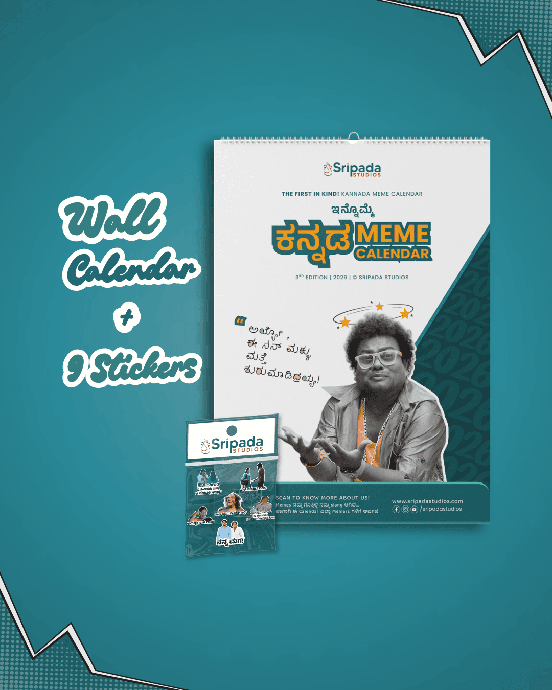 2026 Kannada Meme Wall Calendar